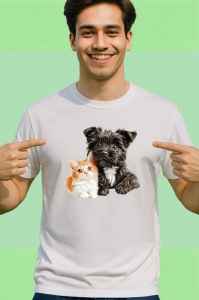 Tricou Schnauzer Miniatural negru si pisica portocalie legatura stransa Copii | Dama | Barbat Barbat - Img 2