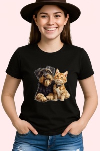 Tricou Schnauzer Miniatural si pisica portocalie cei mai buni prieteni Copii | Dama | Barbat Barbat