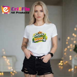 Tricou Score Like A King Minge Fotbal Coroana Aurie V1, din bumbac 100% , tricou alb pentru Copii | Dama | Barbat - Img 7