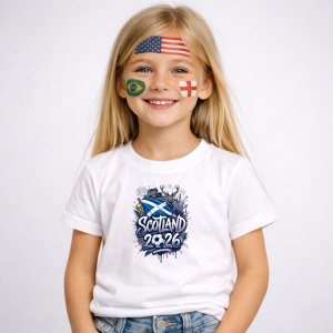 Tricou Scotland World Cup 2026 Fifa, din bumbac 100%, tricou alb, Copii | Dama | Barbat - Img 2