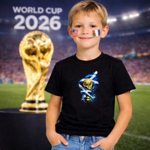 Tricou Scotland World Cup Fifa 2026, din bumbac 100%, tricou negru, Copii | Dama | Barbat - Img 5
