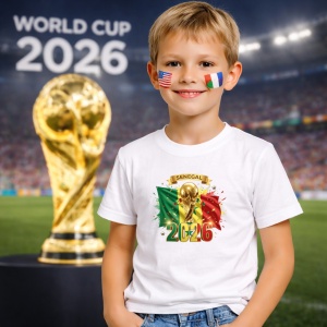 Tricou Senegal World Cup 2026 Fifa V2, din bumbac 100%, tricou alb, Copii | Dama | Barbat - Img 5