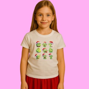 Tricou Set Grinch Expresii Multiple Mos Craciun, din bumbac 100%, tricou alb, Copii | Dama | Barbat - Img 2