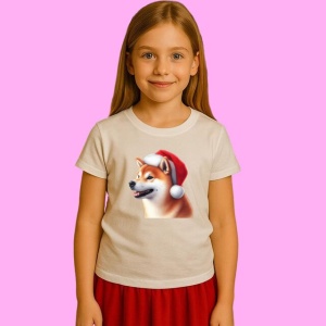Tricou Shiba Inu Craciun Zambitor, din bumbac 100%, tricou alb, Copii | Dama | Barbat - Img 2