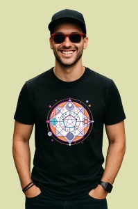 Tricou Simbol Spiritual Roz Violet Geometric, Copii | Dama | Barbat, culoare negru - Img 2
