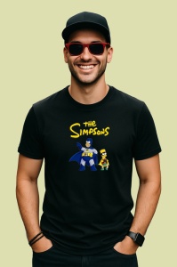 Tricou Simpson homer si bart costumati ca supereroi gata de actiune, Copii | Dama | Barbat , tricou negru - Img 3