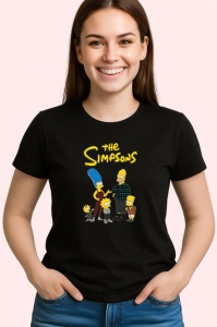 Tricou Simpson intreaga familie in tinute casual gata de plimbare, Copii | Dama | Barbat , tricou negru - Img 3