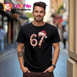 Tricou SIX SEVEN 67 Bomboane De Craciun, din bumbac 100%, tricou negru, Copii | Dama | Barbat - Img 3