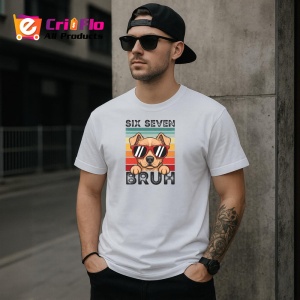 Tricou SIX SEVEN 67 Caine Bruh Cool, din bumbac 100%, tricou alb, Copii | Dama | Barbat - Img 3