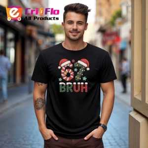 Tricou SIX SEVEN 67 Craciun Bruh, din bumbac 100%, tricou negru, Copii | Dama | Barbat