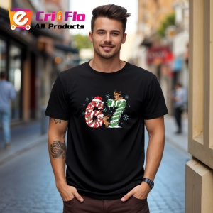 Tricou SIX SEVEN 67 Decor Craciun, din bumbac 100%, tricou negru, Copii | Dama | Barbat - Img 3