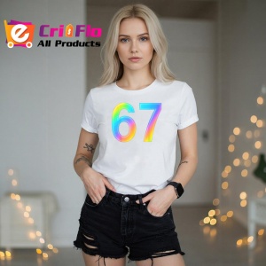 Tricou SIX SEVEN 67 Gradient Curcubeu Modern, din bumbac 100%, tricou alb, Copii | Dama | Barbat - Img 1