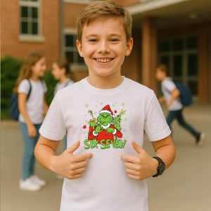 Tricou SIX SEVEN 67 Grinch Craciun Fun 2, din bumbac 100%, tricou alb, Copii | Dama | Barbat