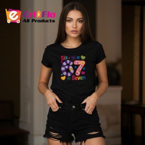 Tricou SIX SEVEN 67 Inimi Colorate Jucaus, din bumbac 100%, tricou negru, Copii | Dama | Barbat - Img 3