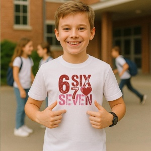 Tricou SIX SEVEN 67 Iubire Vintage, din bumbac 100%, tricou alb, Copii | Dama | Barbat - Img 2