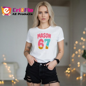 Tricou SIX SEVEN 67 Mason Inghetata Dubla, din bumbac 100%, tricou alb, Copii | Dama | Barbat