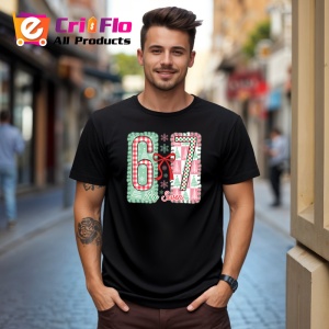 Tricou SIX SEVEN 67 Model Brodat, din bumbac 100%, tricou negru, Copii | Dama | Barbat - Img 1