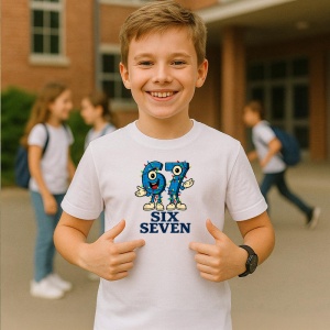Tricou SIX SEVEN 67 Number Duo Hero, din bumbac 100%, tricou alb, Copii | Dama | Barbat - Img 2