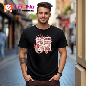 Tricou SIX SEVEN 67 Scris Elegant Roz, din bumbac 100%, tricou negru, Copii | Dama | Barbat - Img 2