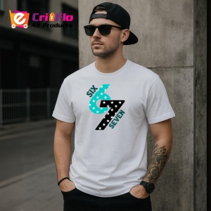 Tricou SIX SEVEN 67 Stele Contrast, din bumbac 100%, tricou alb, Copii | Dama | Barbat - Img 3