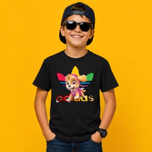 Tricou Skye Patrula Catelului Logo Curcubeu Urban Kids Fashion, din bumbac 100%, tricou negru, Copii | Dama | Barbat - Img 3