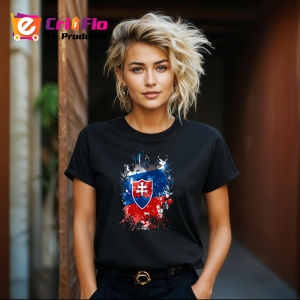 Tricou Slovakia Steag Splash Art, Copii | Dama | Barbat, culoare negru - Img 12