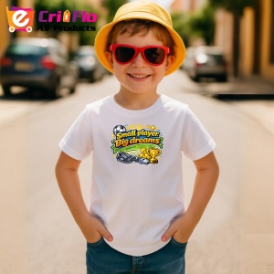 Tricou Small Player Big Dreams Trofeu Fotbal V1, din bumbac 100% , tricou alb pentru Copii | Dama | Barbat - Img 4