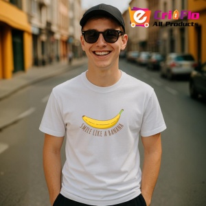 Tricou Smile Like A Banana Ilustratie Banana Galbena, din bumbac 100% , tricou alb pentru Copii | Dama | Barbat - Img 10