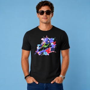 Tricou Sneaker Lime Green Splash Abstract Urban Streetwear Design, din bumbac 100%, tricou negru, Copii | Dama | Barbat - Img 3