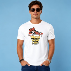 Tricou Sneaker Portocaliu Cos Baschet Numar 23, din bumbac 100% Copii | Dama | Barbat - Img 3