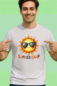 Tricou Soare vesel cu ochelari text summer camp desen de vacanta copii Copii | Dama | Barbat Barbat - Img 2
