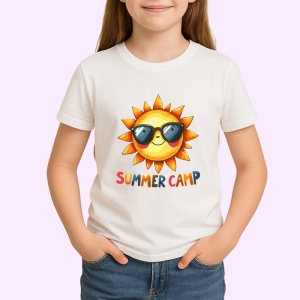 Tricou Soare vesel cu ochelari text summer camp desen de vacanta copii Copii | Dama | Barbat Barbat - Img 4