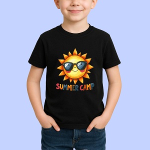 Tricou Soare vesel cu ochelari text summer camp desen de vacanta copii Copii | Dama | Barbat Barbat - Img 6