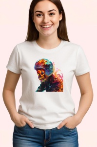Tricou Soldat pe motor in flacari fundal artistic Copii | Dama | Barbat