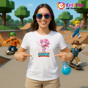 Tricou Sonic Amy - Zambet Roz Copii | Dama | Barbat - Img 3