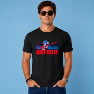 Tricou Sonic Ariciul Albastru Super Viteza Urban Street Design, din bumbac 100%, tricou negru, Copii | Dama | Barbat