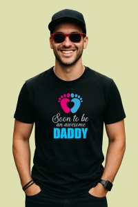 Tricou Soon To Be Daddy Albastru, din bumbac 100%, tricou negru, Dama | Barbat - Img 2