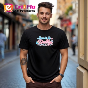 Tricou Soon To Be Daddy Text Albastru Inimi Roz, din bumbac 100%, tricou negru Barbat