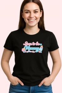 Tricou Soon To Be Mommy Text Roz Inimi Albastre, din bumbac 100%, tricou negru Dama | Barbat - Img 2