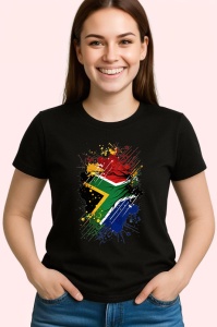 Tricou South Africa Steag Splash Art, Copii | Dama | Barbat, culoare negru - Img 3