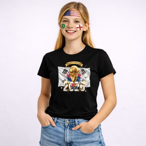 Tricou South Korea World Cup 2026 Fifa V2, din bumbac 100%, tricou negru, Copii | Dama | Barbat - Img 3