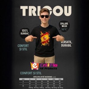 Tricou Spain Steag Splash Art, Copii | Dama | Barbat, culoare negru - Img 6