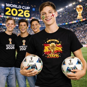 Tricou Spain World Cup 2026 Fifa V2, din bumbac 100%, tricou negru, Copii | Dama | Barbat - Img 7
