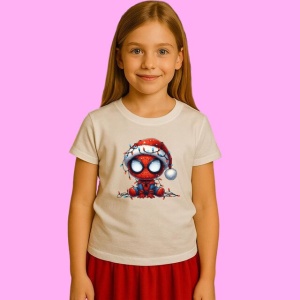 Tricou Spider Man Christmas Cu Lumini, din bumbac 100%, tricou alb, Copii | Dama | Barbat - Img 2