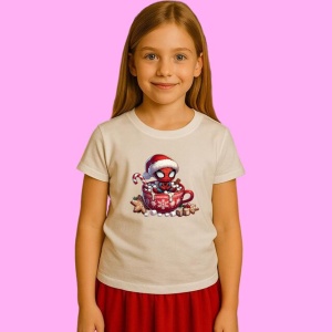 Tricou Spiderman In Cana De Ciocolata Calda, din bumbac 100%, tricou alb, Copii | Dama | Barbat - Img 2