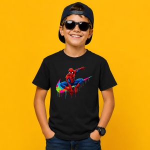 Tricou Spiderman Omul Paianjen Culori Vibrante Design Urban Drip, din bumbac 100%, tricou negru, Copii | Dama | Barbat - Img 3