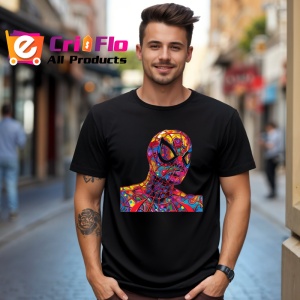 Tricou Spiderman pop art cu pumn in fata fundal alb Copii | Dama | Barbat, culoare negru - Img 5