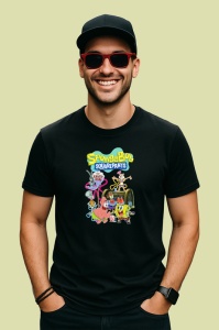 Tricou Spongebob echipa de personaje subacvatice langa krusty krab in aventura animata, Copii | Dama | Barbat , tricou negru - Img 4