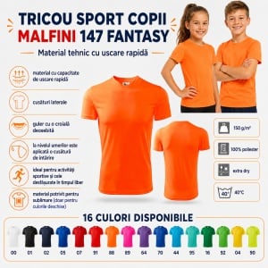 Tricou sport copii Malfini Fantasy 147 – 100% poliester, pentru fete și băieți, ideal pentru activități sportive - Img 10