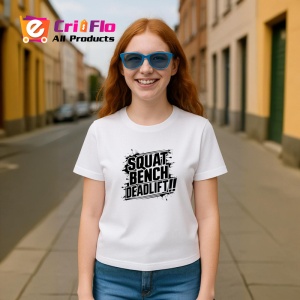 Tricou Squat Bench Deadlift Text Simplu, Copii | Dama | Barbat - Img 9